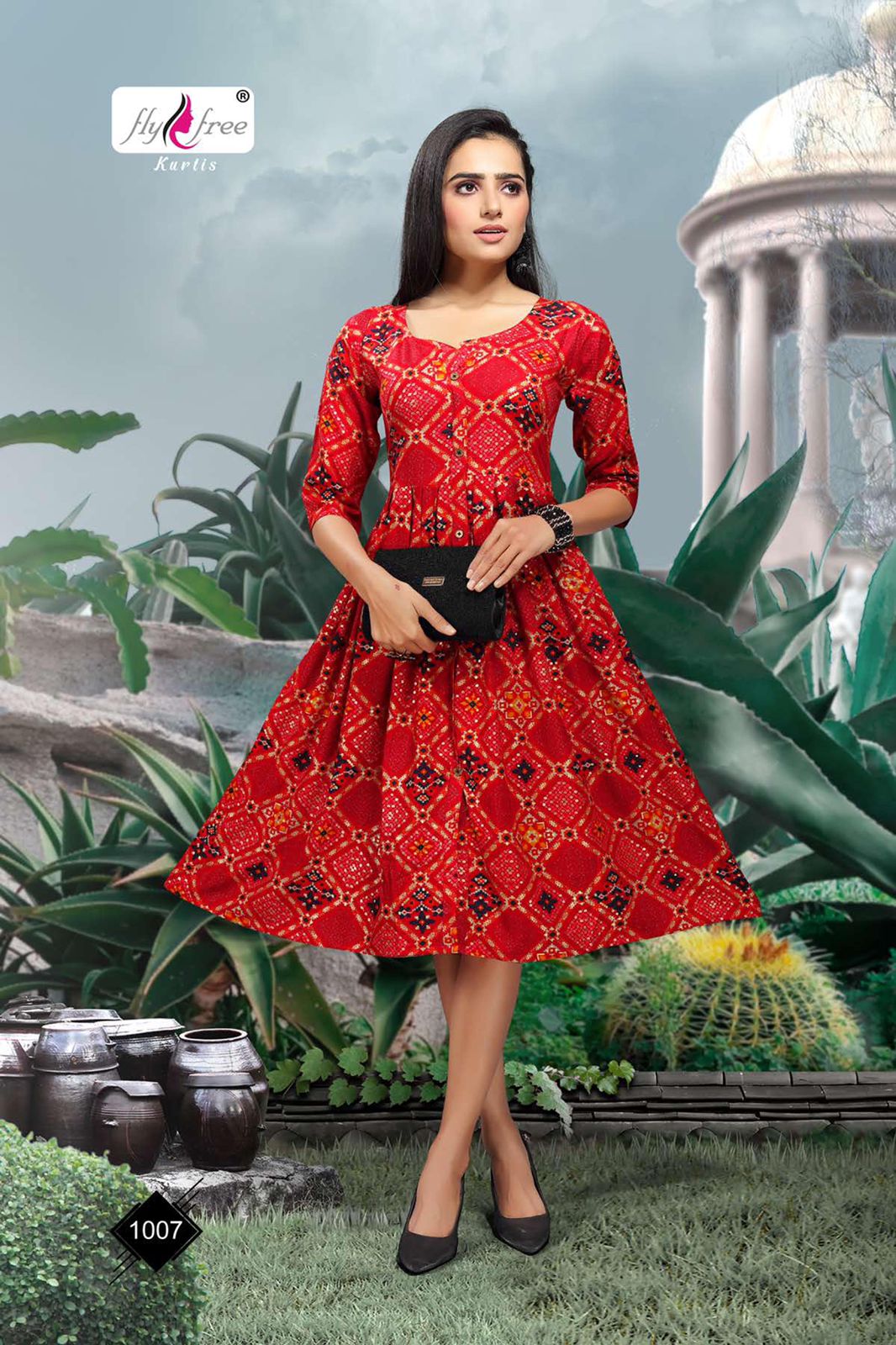 Fly Free Sneha Casual Daily Wear Rayon Printed Anarkali Kurti Collection